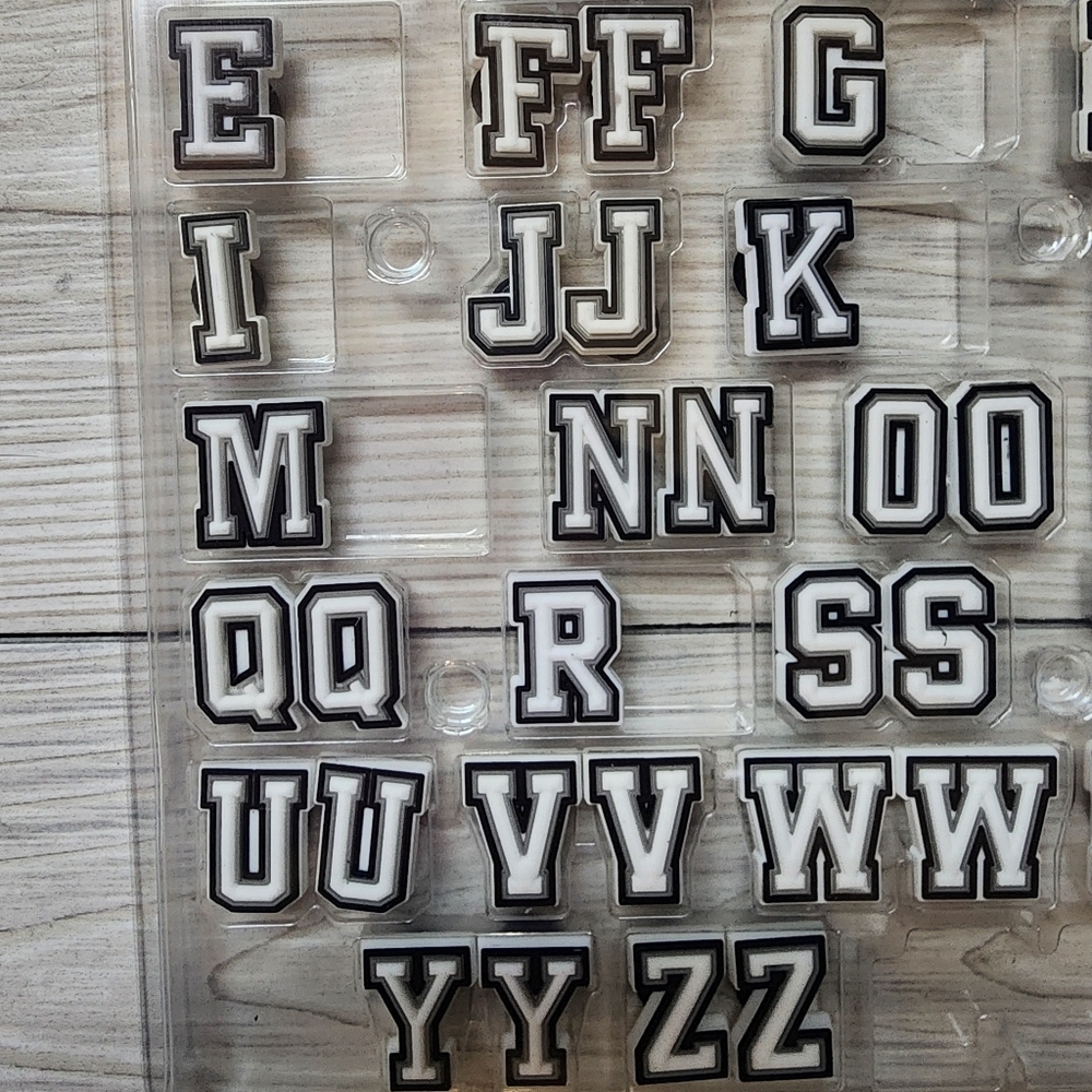 Jibbitz Charms for Crocs Black and White Letters And Numbers Set Of 58 - Picture 4 of 6